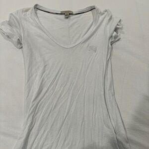 Burberry Women's White Short Sleeve Logo Embroidered T-Shirt